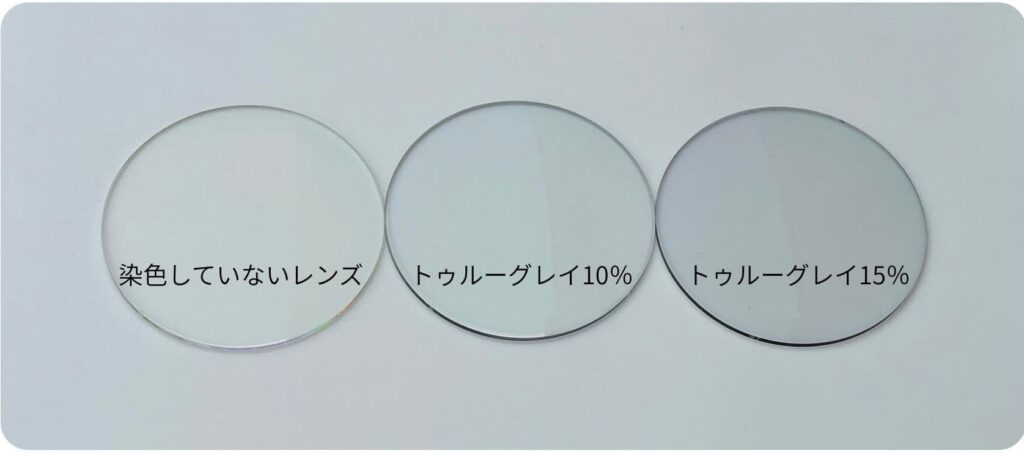 無色とトゥルーグレイの濃度比較。
視感透過率75％以上は夜間運転OK。