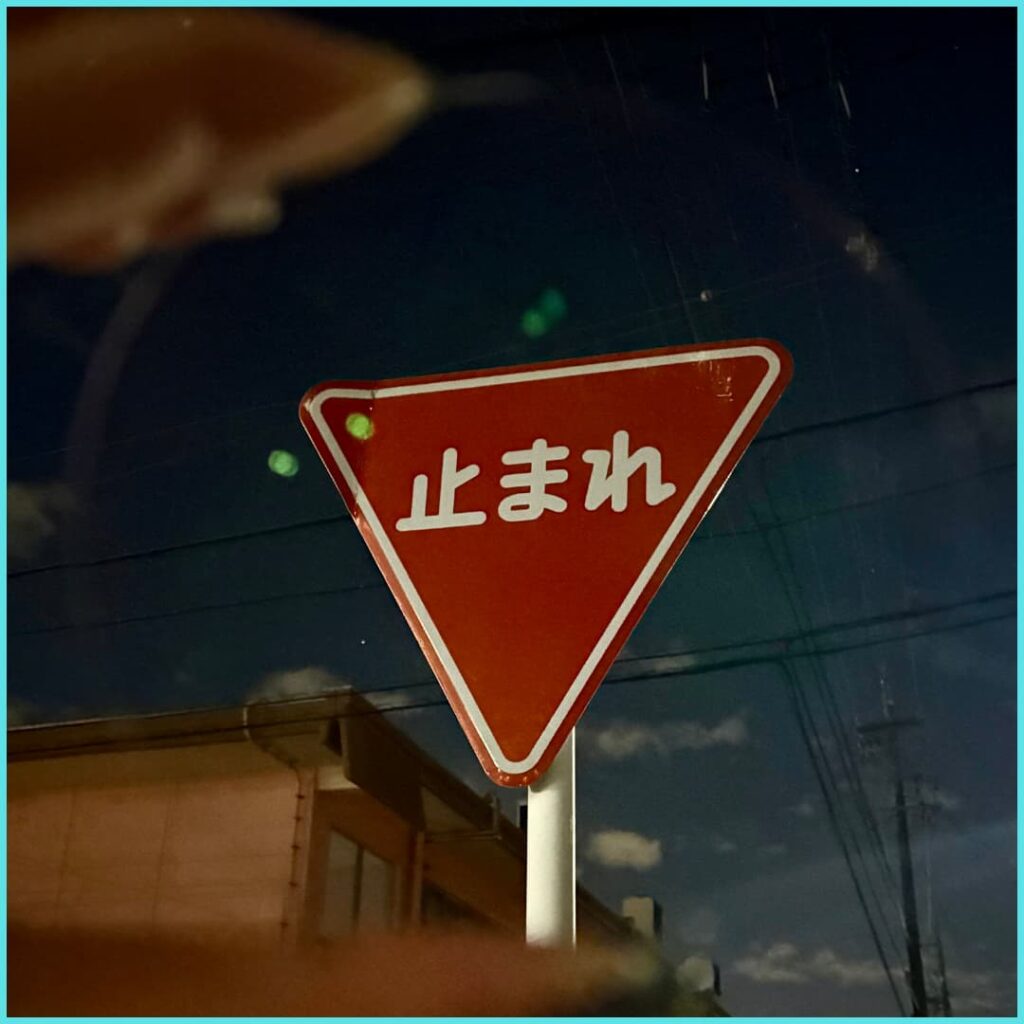 カラーレンズ濃度による標識の見え方比較。トゥルーグレイ15％、夜間の見え方、運転OK。