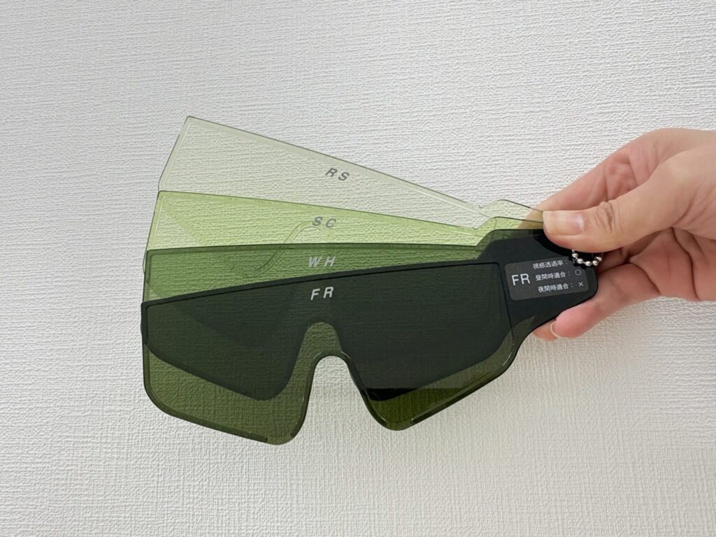 STGフルトライアルキットのグリーン系を透過率順にまとめている