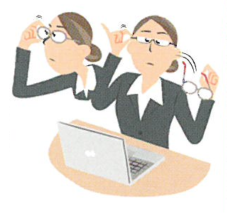 見る距離に合わせて眼鏡を掛け替えているイメージ