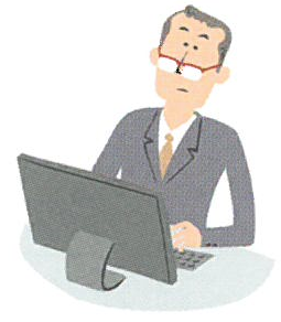 眼鏡を鼻の先へ下げているイメージ