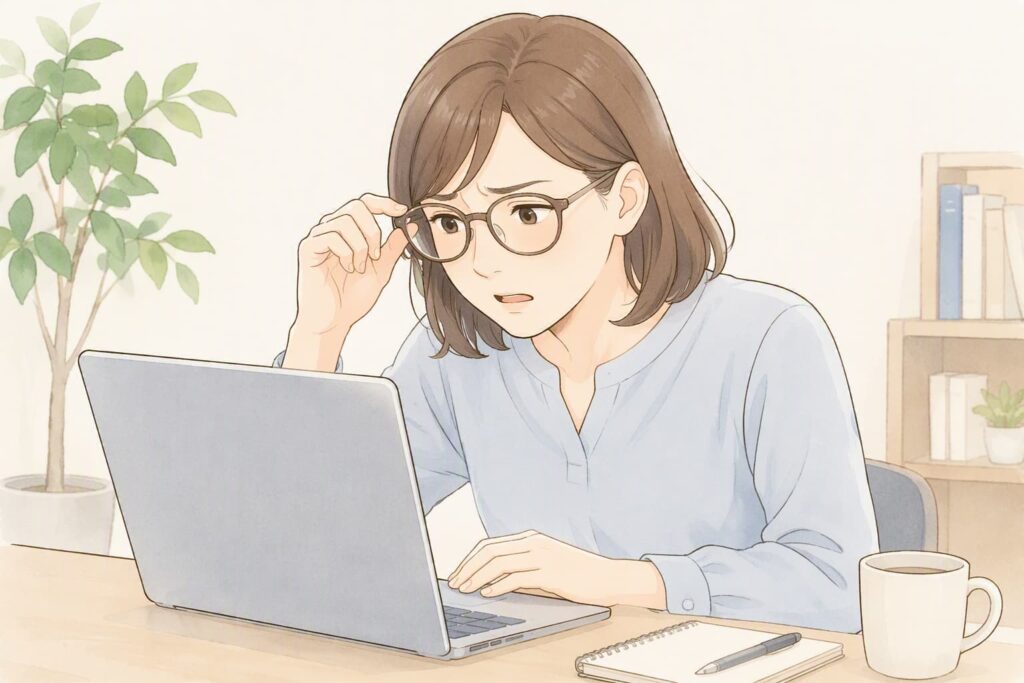 メガネを掛けるとパソコンが見えにくい人。