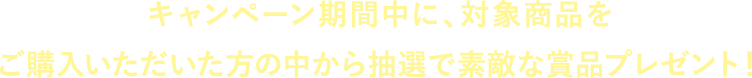 キャンペーン期間中に、対象商品をご購入いただいた方の中から抽選で素敵な賞品プレゼント！